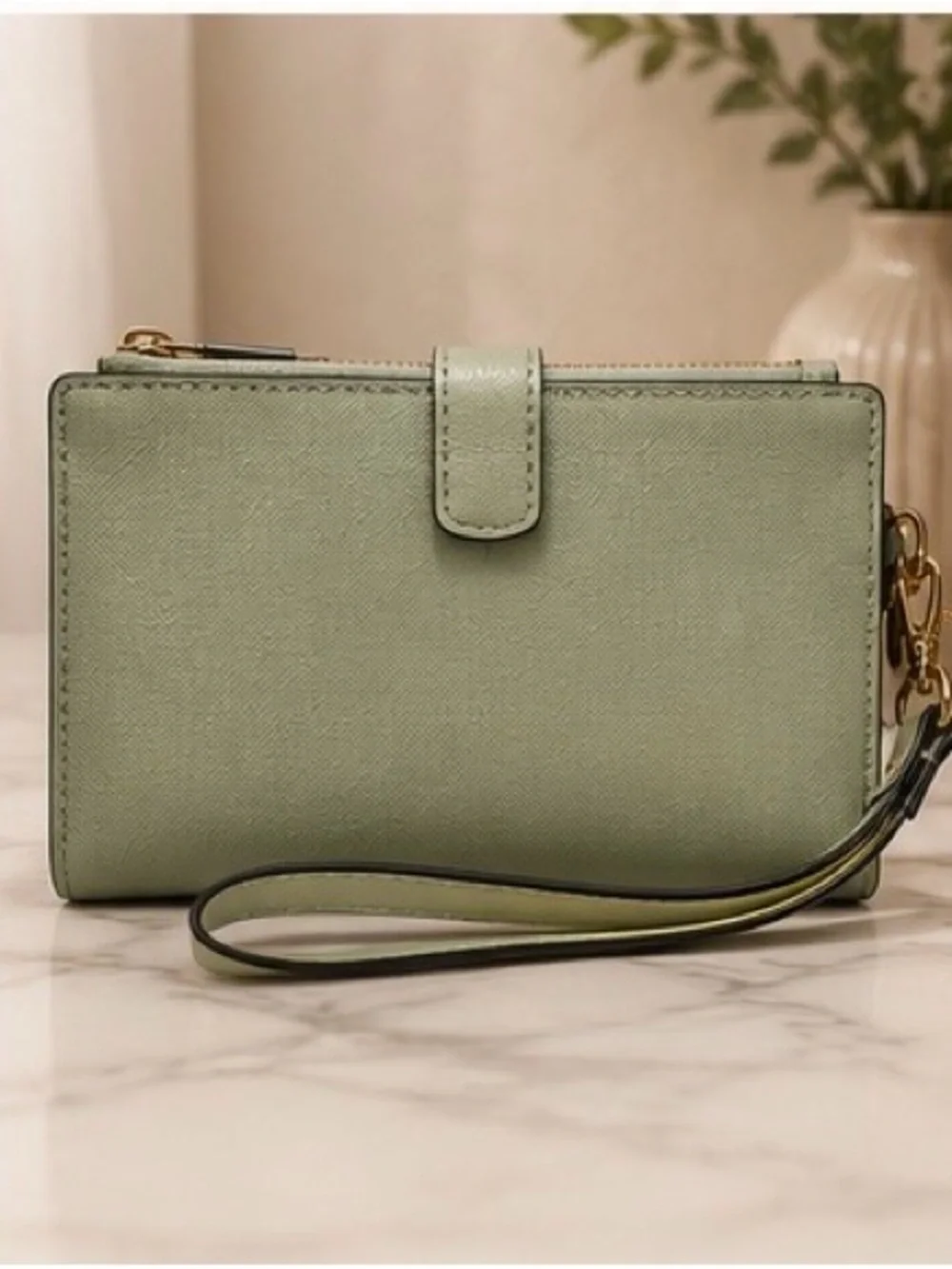 Michael Kors Jet Set Double Zip Phone Wallet Wristlet Light Sage NWOT